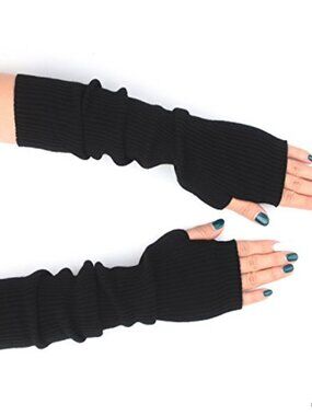 32% Cashmere Blend Fingerless Gloves Long Arm Warmers